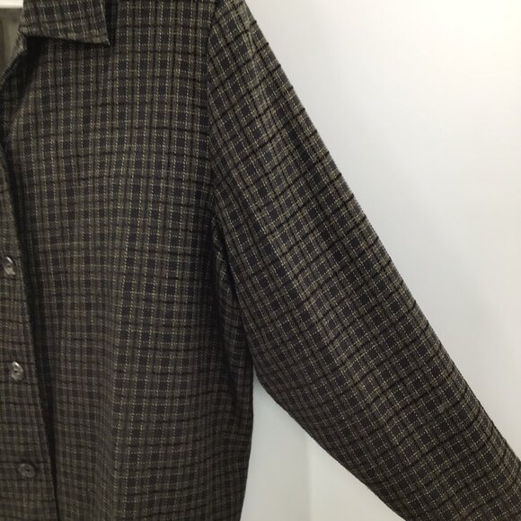 Vintage 1990s Women's 3X Briggs Blazer Boxy Green Plaid Woven Lined Long Sleeve - Picture 10 of 12
